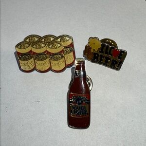 🍻Vintage🍻Budweiser🍺 Red and Gold Beer Pin Set 1986 official product stamped